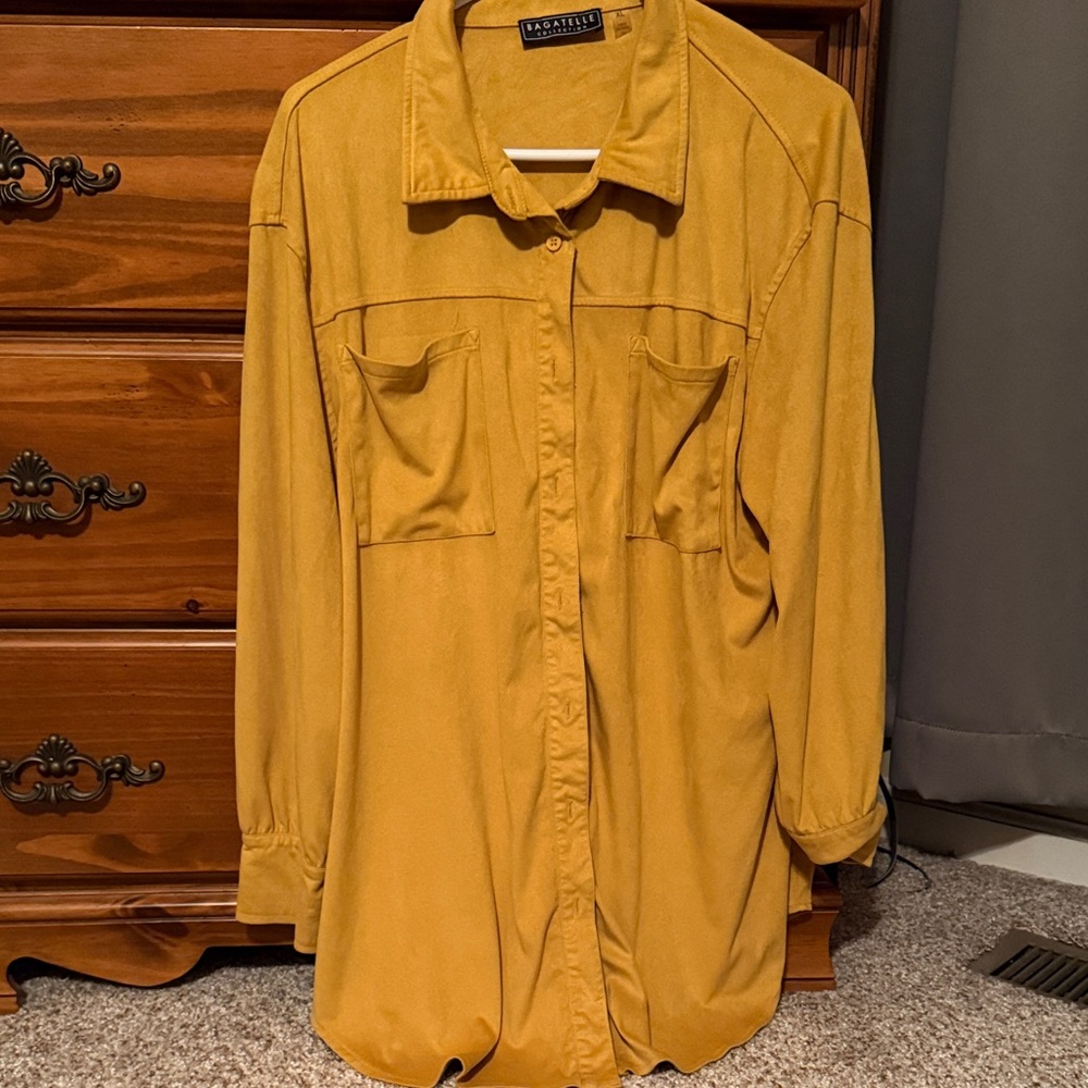 Women's Mustard Button Down Shirt